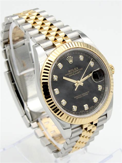 rolex datejust black dial diamond price|rolex datejust 41 reference 126300.